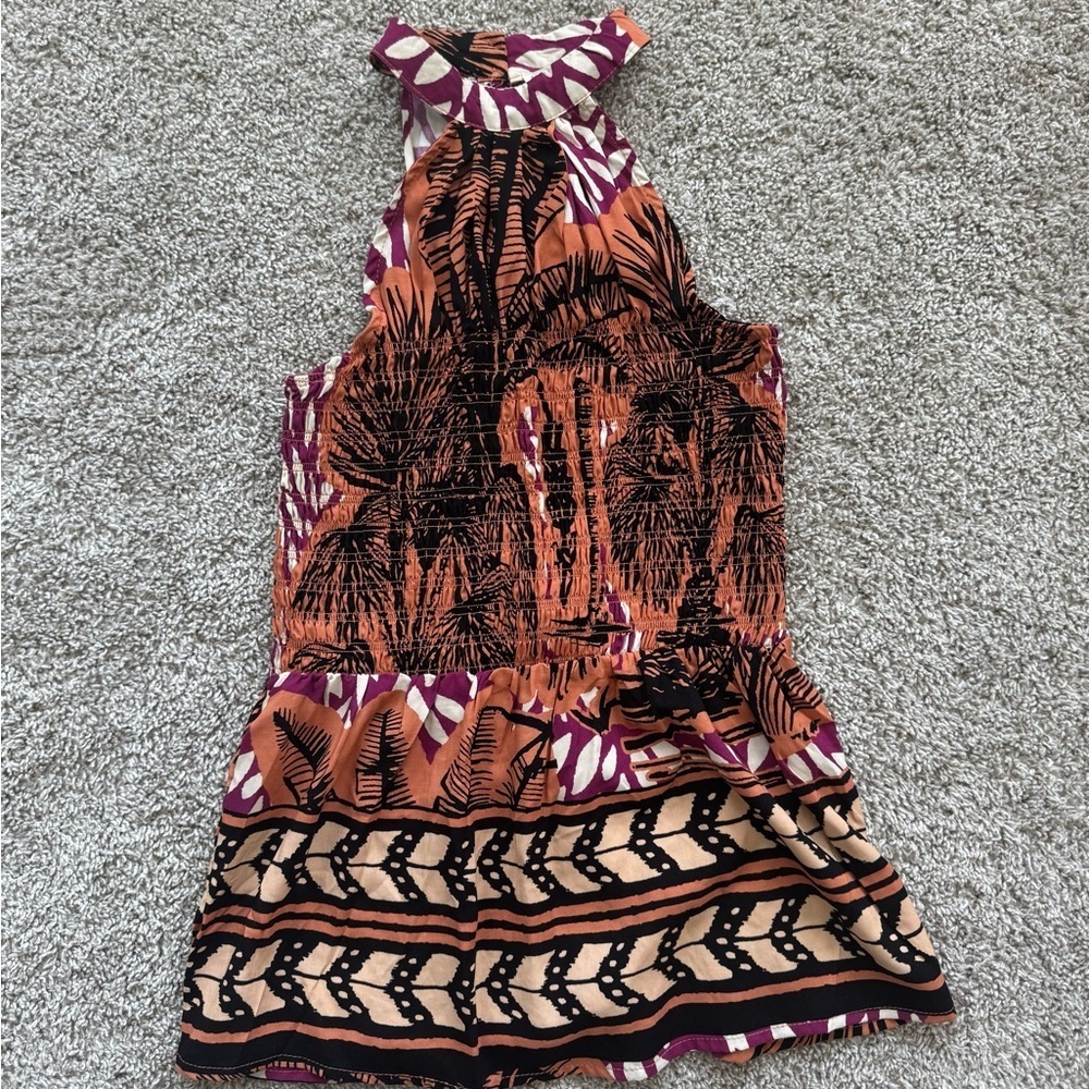 Christian Siriano Tropical Print Halter Tank top smocked tank top size small NWT